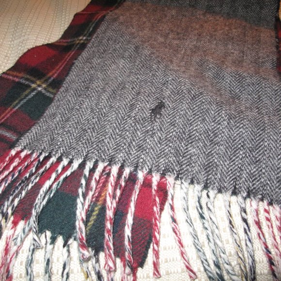 Polo Ralph Lauren Reversible Scarf Plaid & Gray - Picture 9 of 11